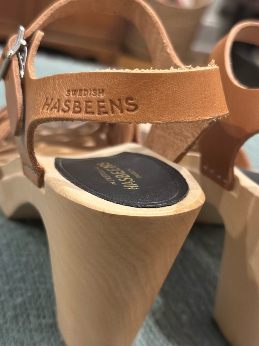 Swedish Hasbeens Tan Woven Leather Platform Sandals - Picture 4 of 8